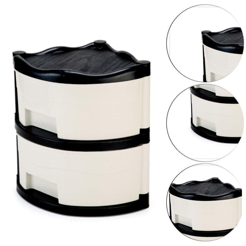 Organizador Gaveteiro Triangular Com 2 Gavetas Cor Preto
