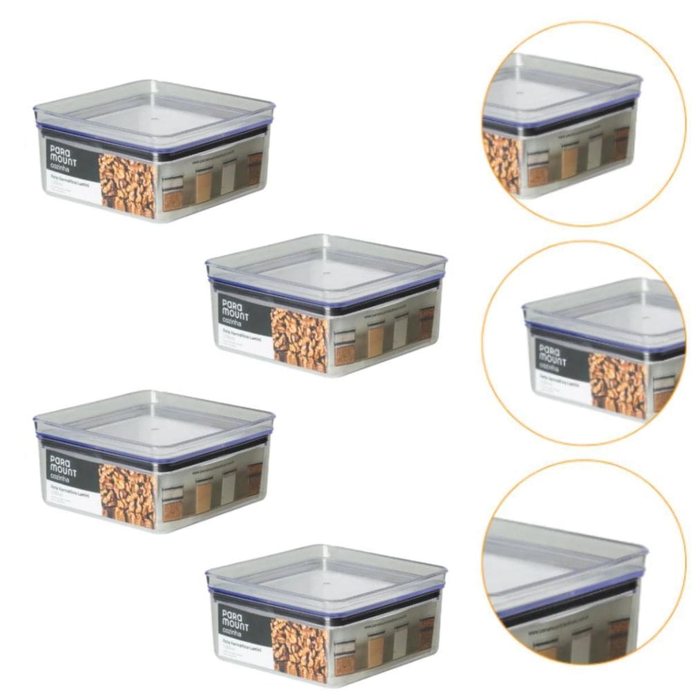 Kit 4 Pote Para Alimentos Tampa Hermética Lumini 1.060Ml
