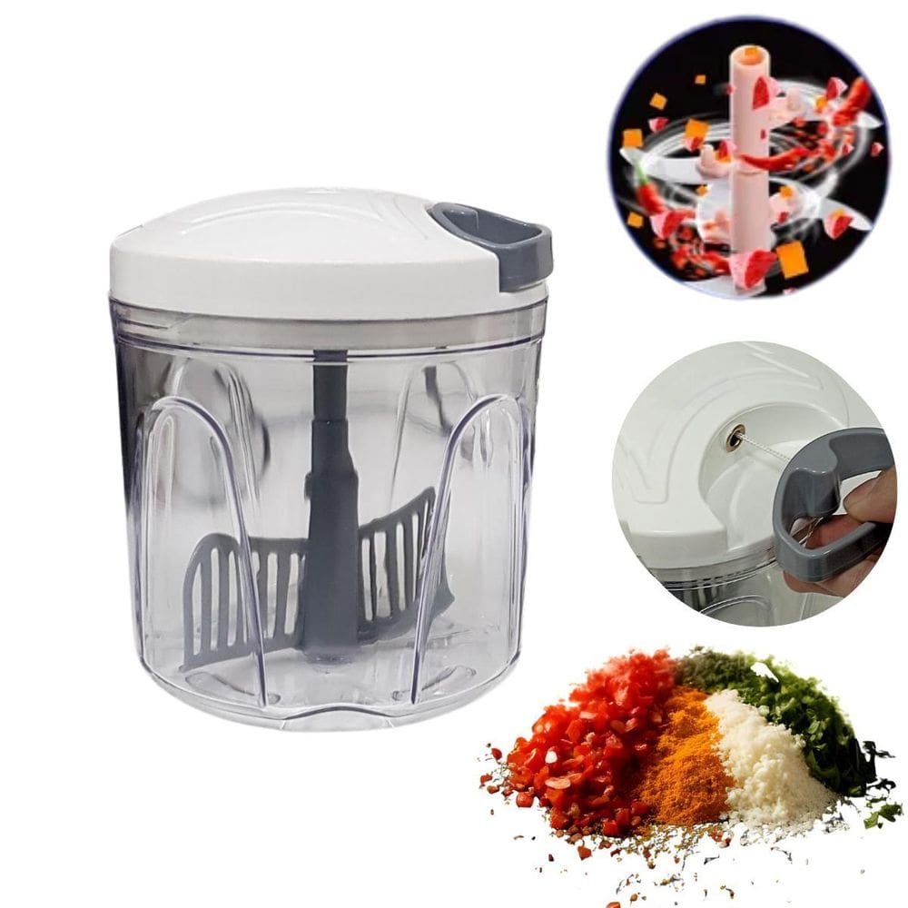 Mini Processador Manual Multiuso Triturador 2Em1 Batedor 1L