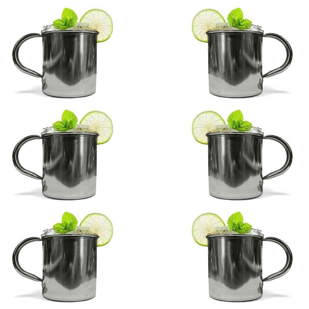 Kit 6 Canecas Moscow Mule Lisa Drink Aço Inox Premium 420ml Inox