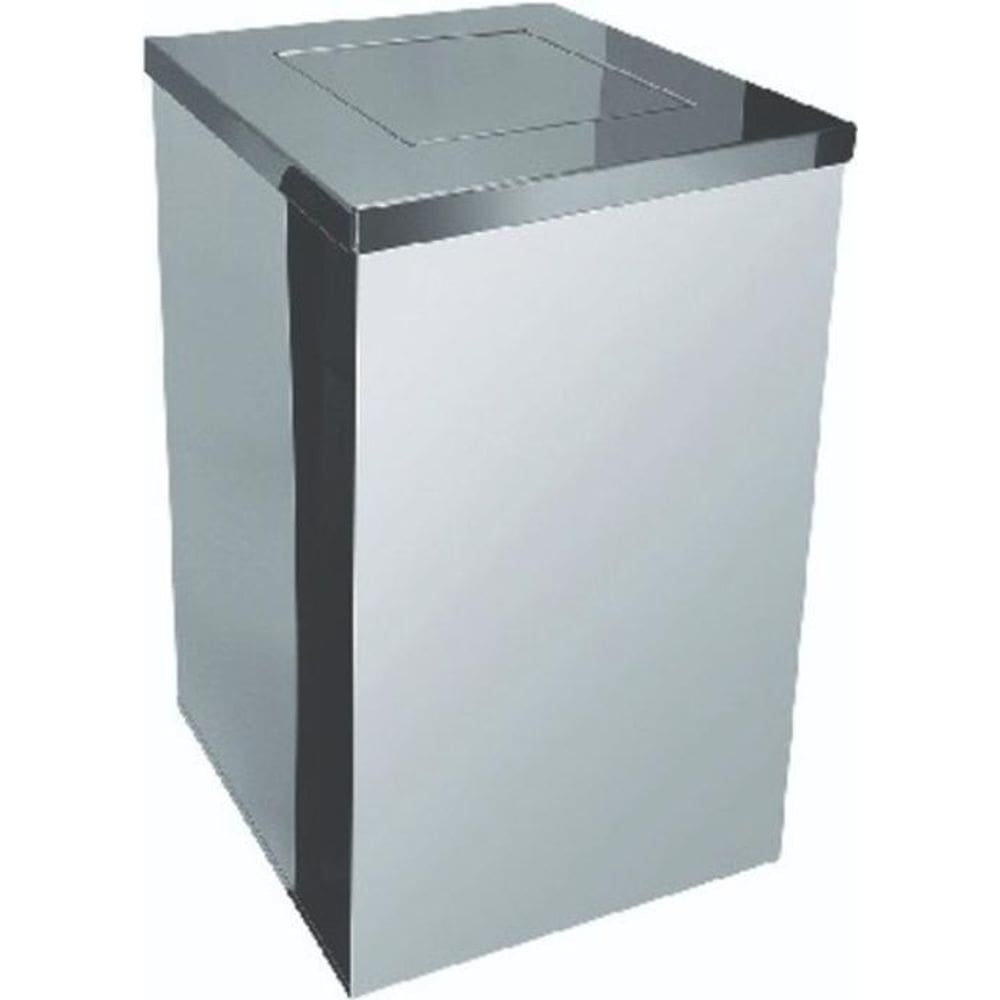 Lixeira Quadrada Em Aço Inox Com Tampa Vai-Vem 50 L