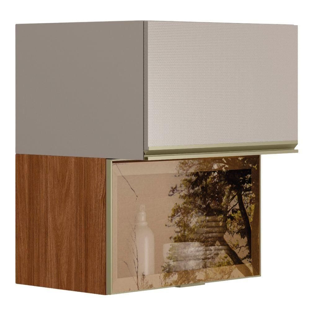 Armario Aereo Basculante Vidro 2p 60 Cm Mdf Proenca Nogueira Nude Demartez Nogueira Nude