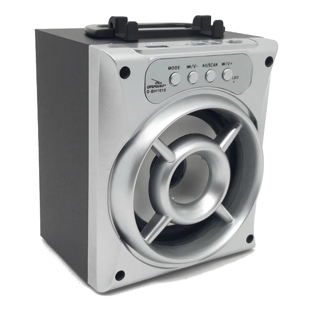 Caixa Som Portátil Bluetooth Mp3 Pen Drive Radio Fm Auxiliar 8w Aero Prata