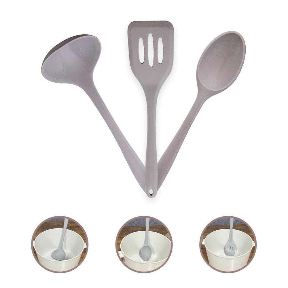 Kit 3 Utensílios Cozinha Silicone Premium 29Cm - Grey