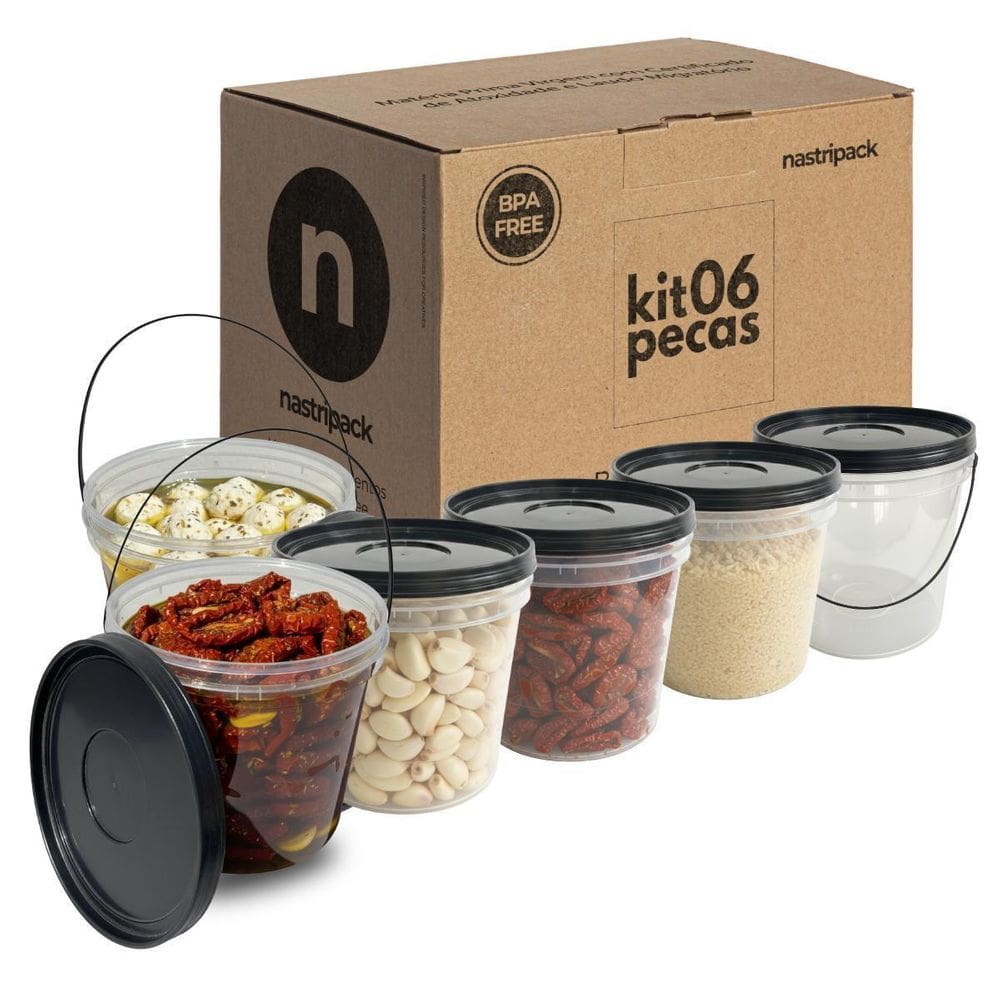 Balde 3-2Lts Com Tampa Preta Para Alimentos