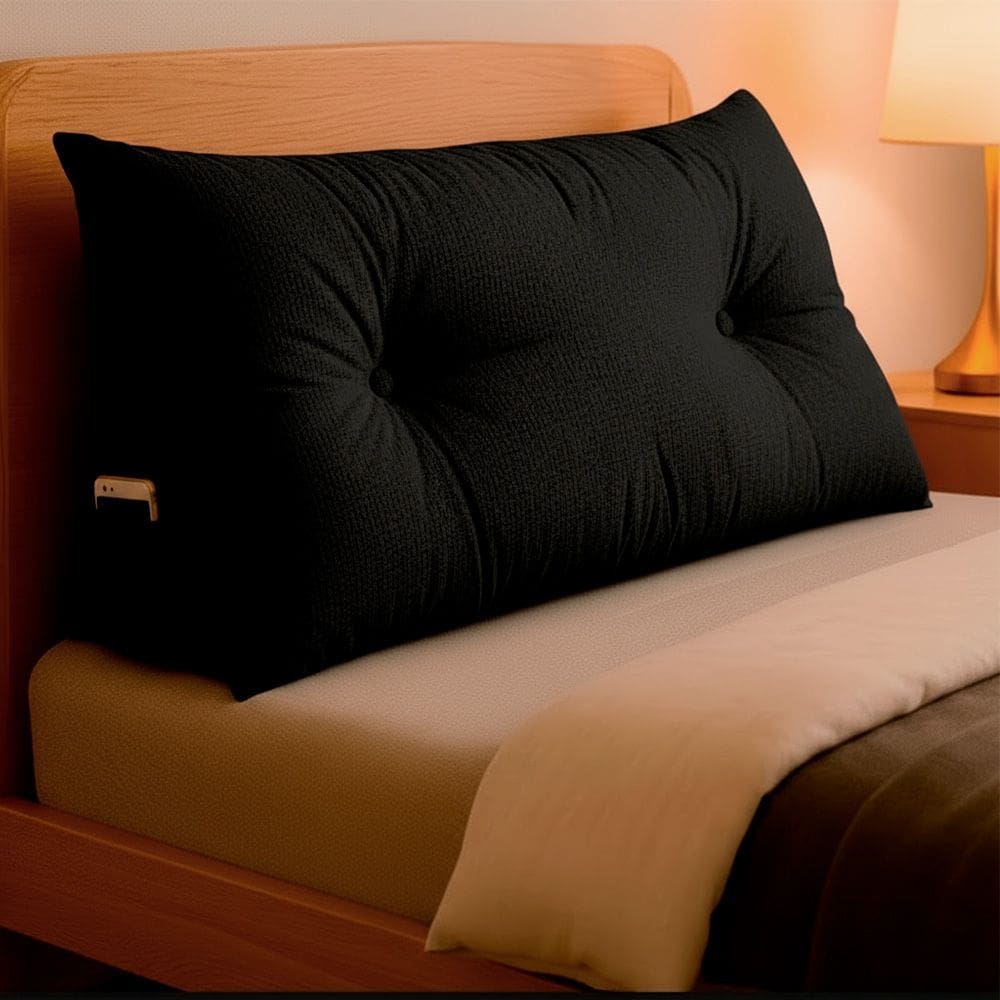 Almofada de Cabeceira Encosto Apoio para Lombar com Bolso Lateral 90x50x20 - BF Colchões