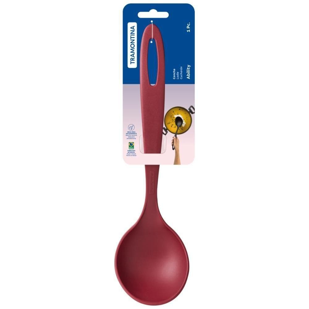 Concha Tramontina Ability Em Nylon Vermelha Conjunto:3
