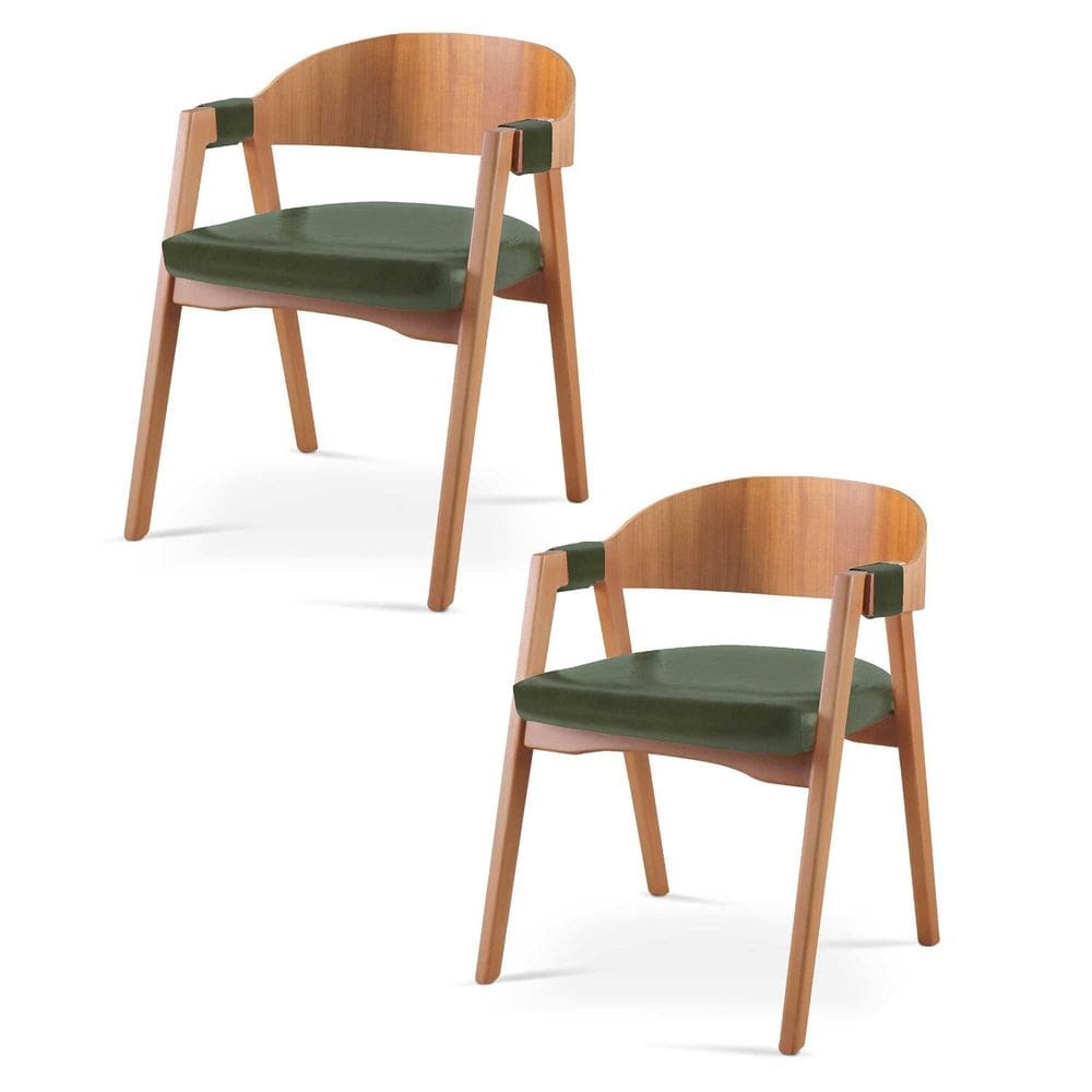 Kit 2 Cadeiras para Sala de Jantar Luna Verde/Mel