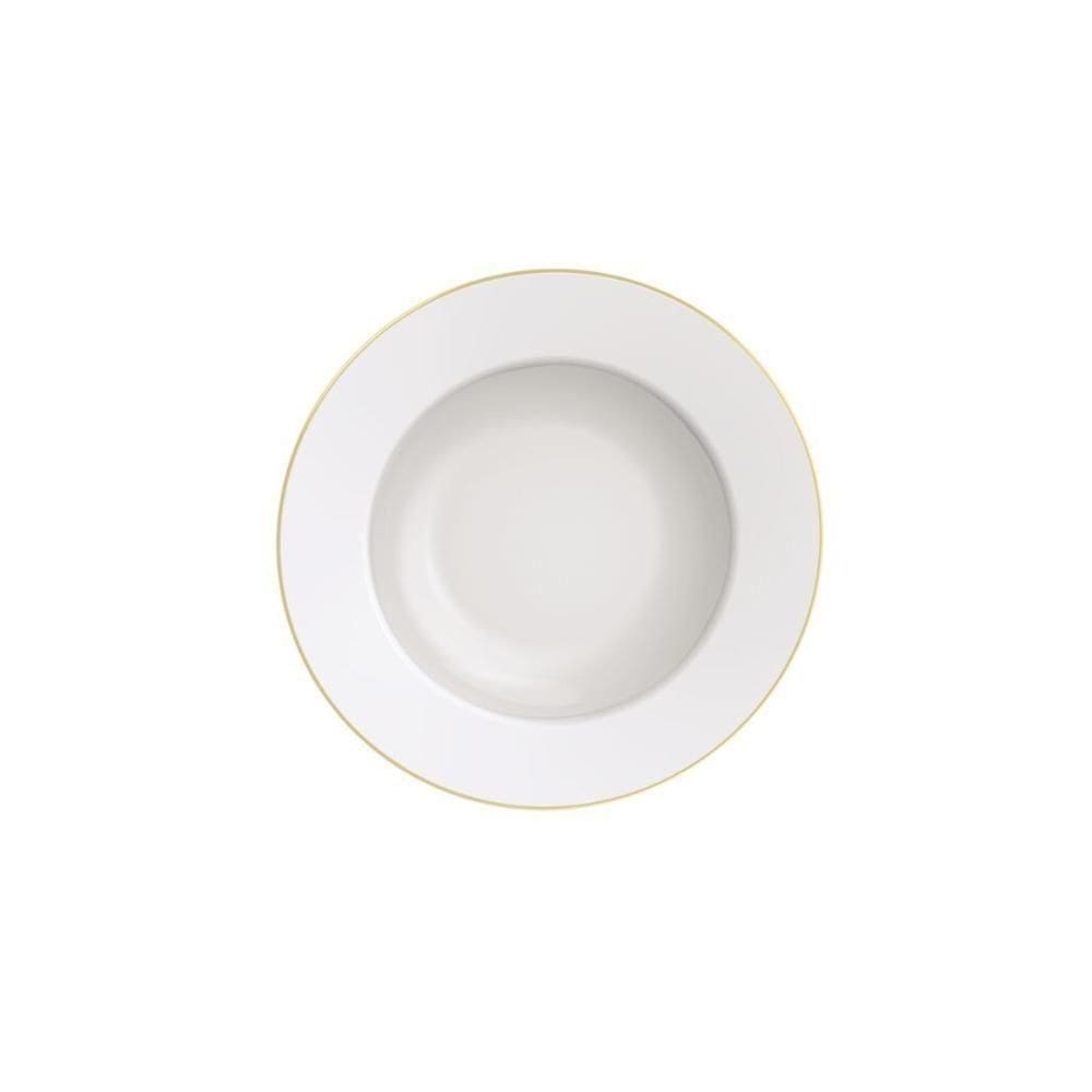 Prato Fundo Filetado Tramontina Elisa Em Porcelana Com Borda Dourada 23 Cm