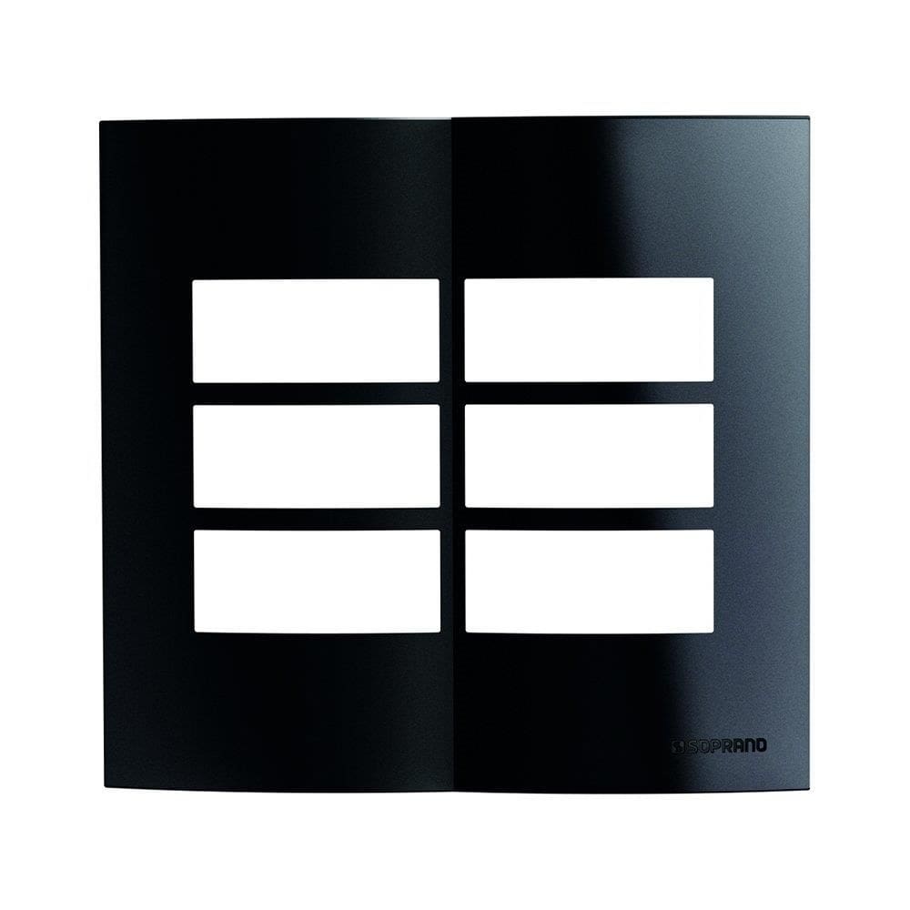 Placa Soprano Brava Up 4x4 6 Módulos Simples Separados Preto