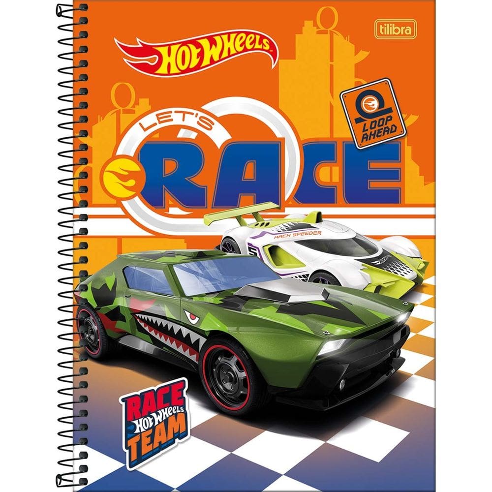 Caderno Espiral (GRANDE) Hot Wheels 80 Folhas 1 Matérias Fit Universitário  - Tilibra