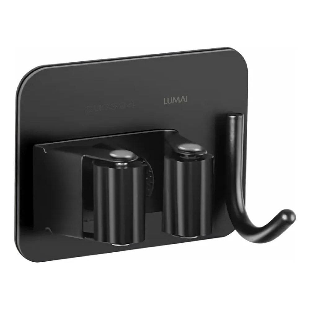 2X Suporte De Vassoura Individual De Inox Preto Instalação C