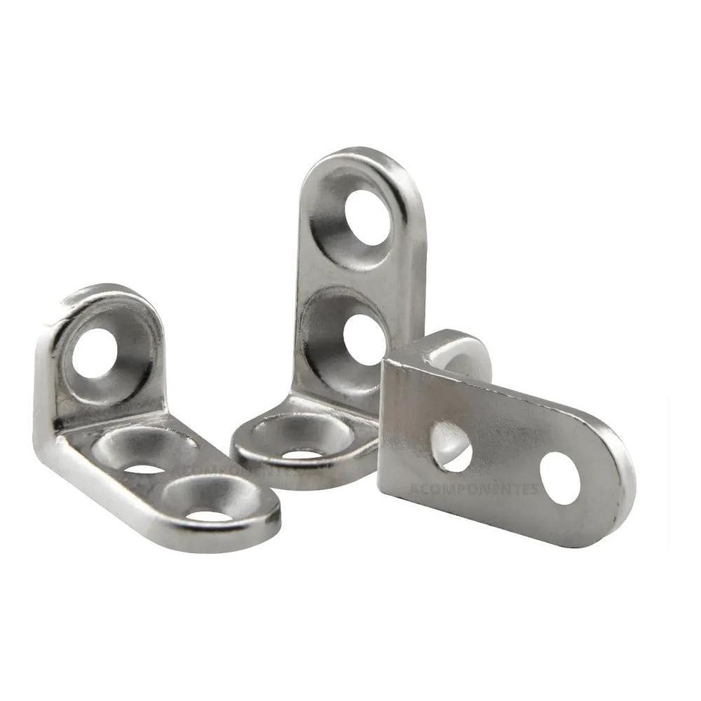 100 Cantoneira Branca 13X20 3 Furos Metal Zamac Refo Niquel