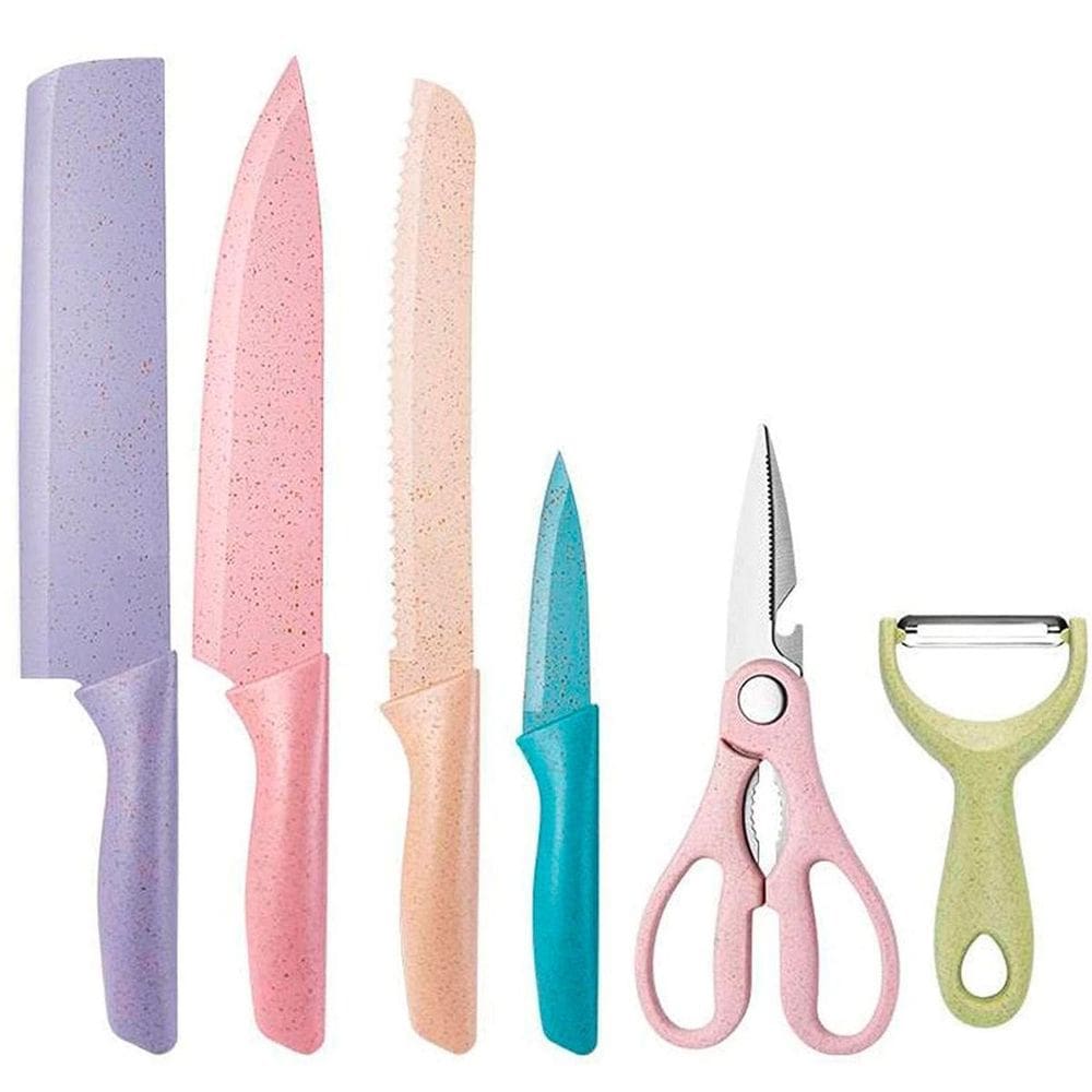 Conjunto Jogo De Facas Inox Colorido 6 Pçs Chef