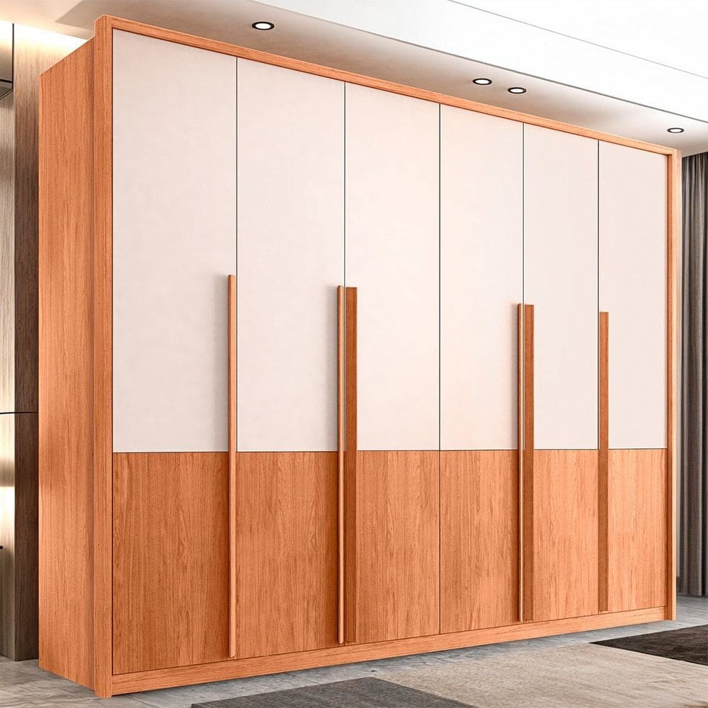 Guarda Roupa Casal 6 Portas 6 Gavetas Suburban Gold 100% Mdf Espresso Móveis Freijó/Off White