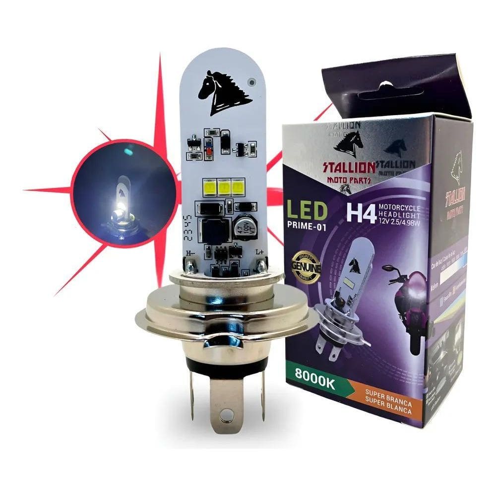 Lampada Farol Led H4 Moto Super Branca Alto E Baixo Branco