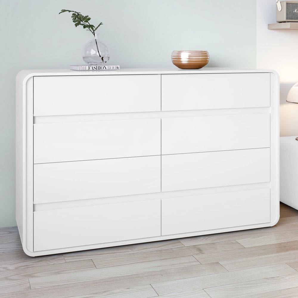 Cômoda para Quarto 8 Gavetas 152x96cm Loop Branco