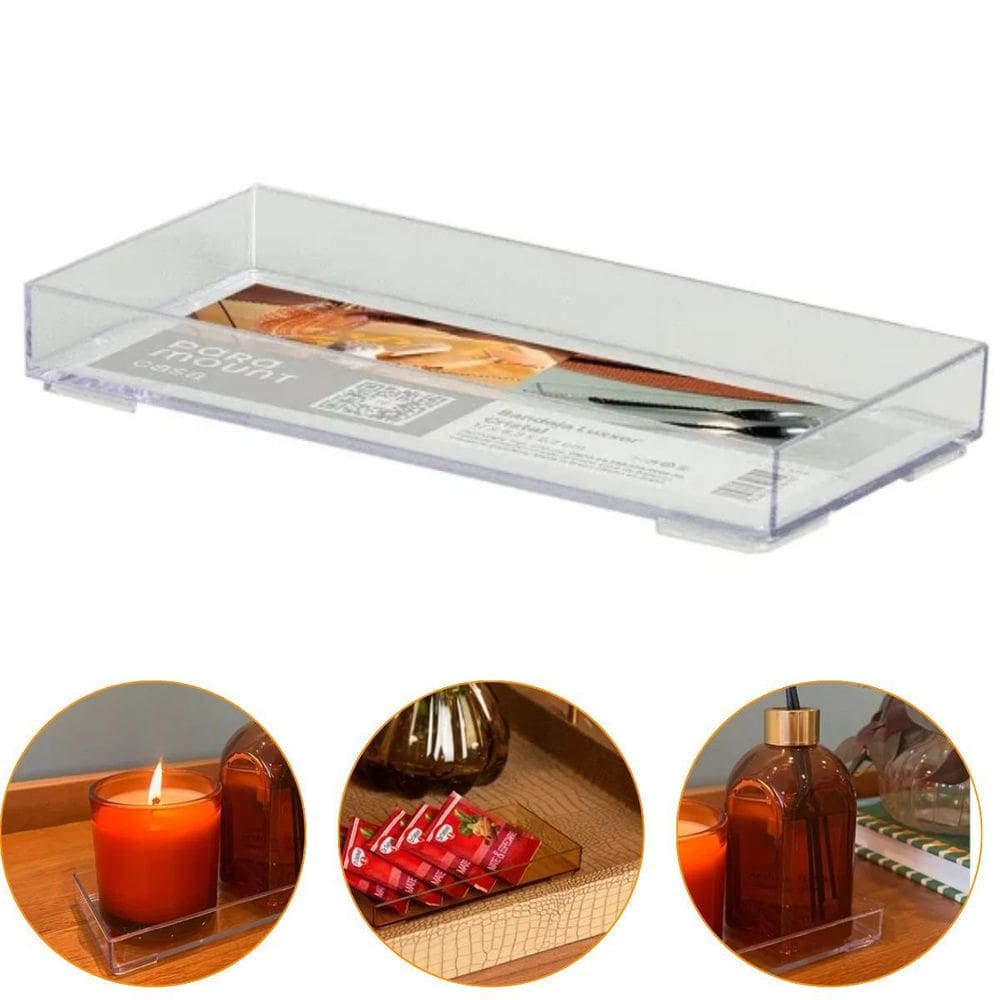 Bandeja Suporte Luxxor 17X8,3X2,3Cm Cristal Transparente