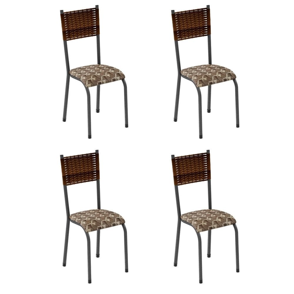 Conjunto 4 Cadeiras para Sala de Jantar Mariana Prata/Marrom