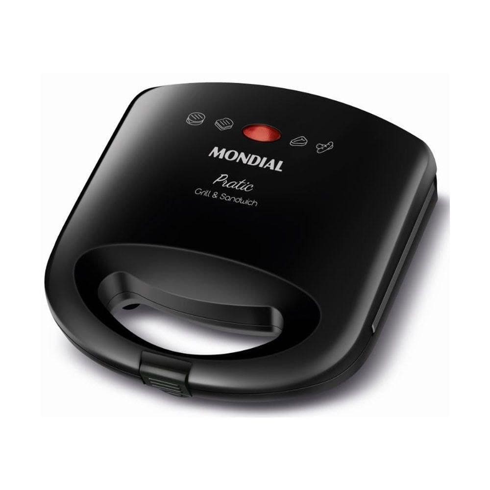 Sanduicheira Grill Sn01 Pratic 2 Em 1 750w De Potência Mondial Preto 127v