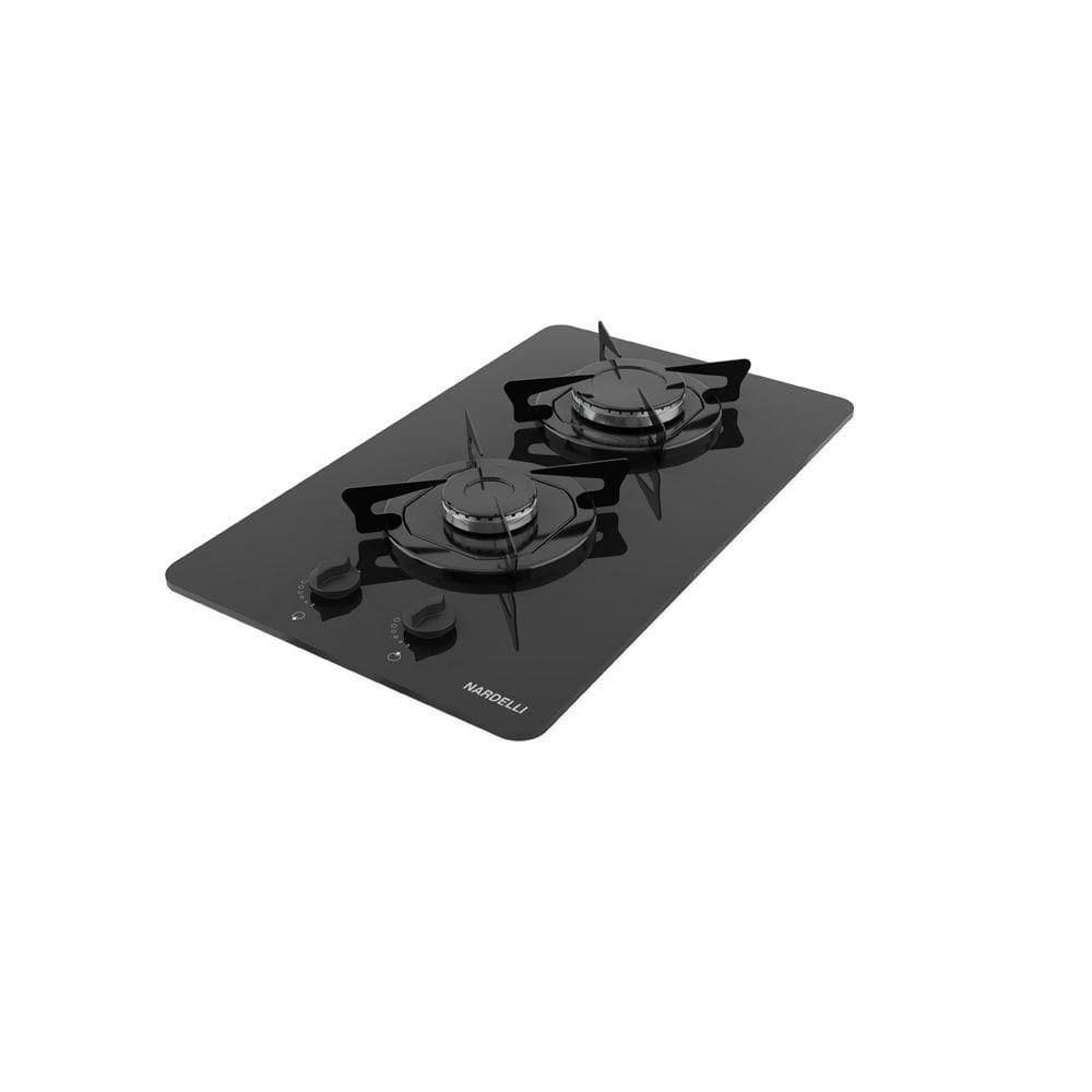 Cooktop Nardelli à Gás Ndl 2b Vidro Preto Flange Esmaltada Preto Bivolt