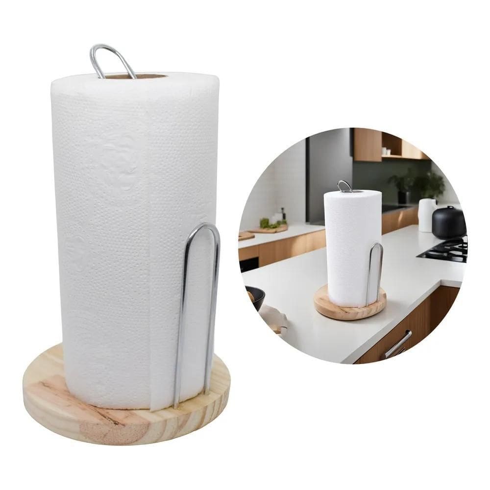 10X Suporte Papel Toalha De Mesa Com Apoio Em Madeira E Aço
