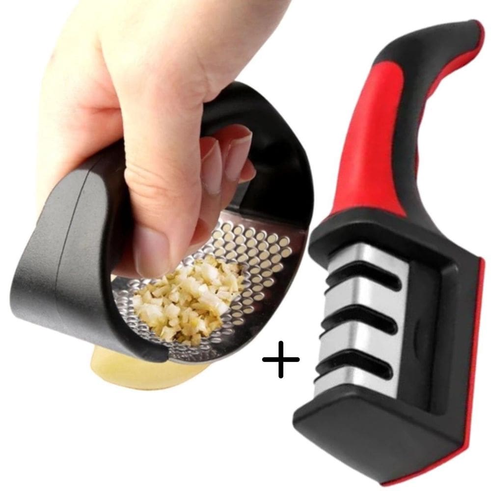 Kit Amassador Moderno E Afiador Compacto Multiuso