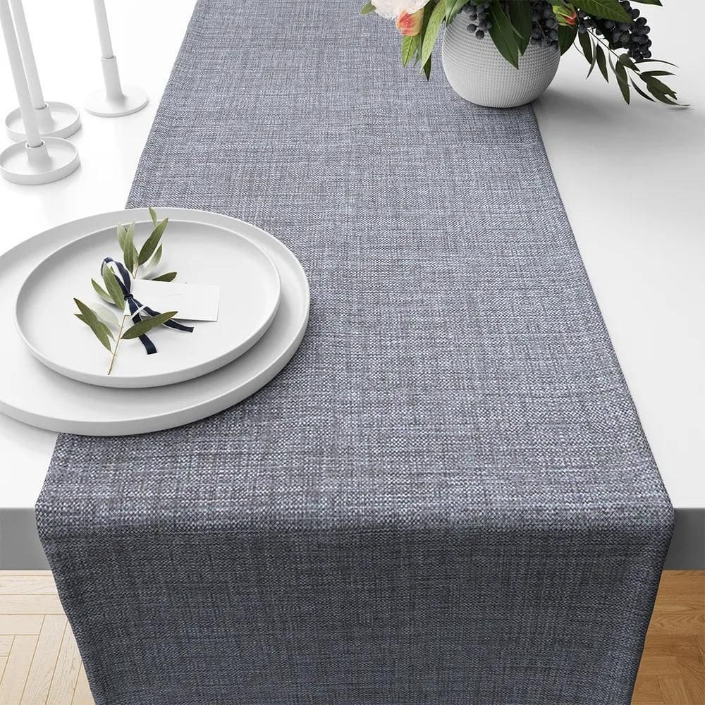 10X 1 Caminho Trilho Mesa Impermeável Pvc Nápoli Cinza 42X1