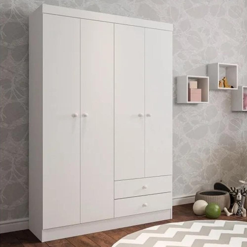 Guarda Roupa Infantil 4 P 3 G 103 Cm Louise Branco Reajl Moveis Branco