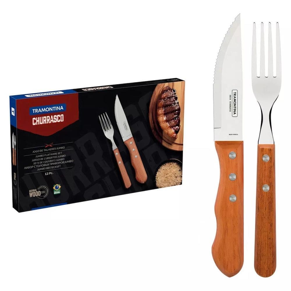 Faqueiro P/Churrasco Aço Inox Tramontina Jumbo 12 Peças