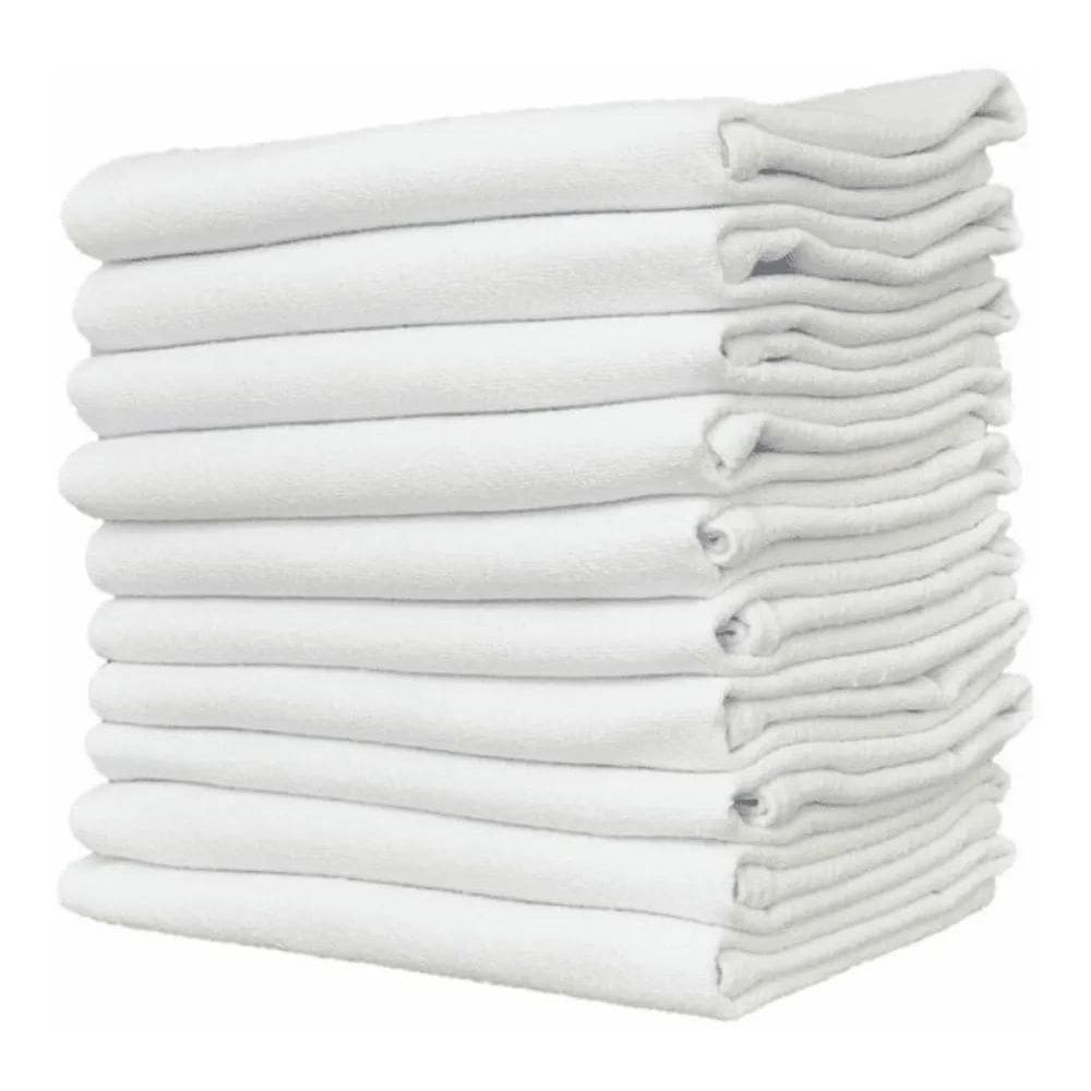 2X Jogo 10 Pano De Prato Copa Branco Liso Bainha Grosso Atac