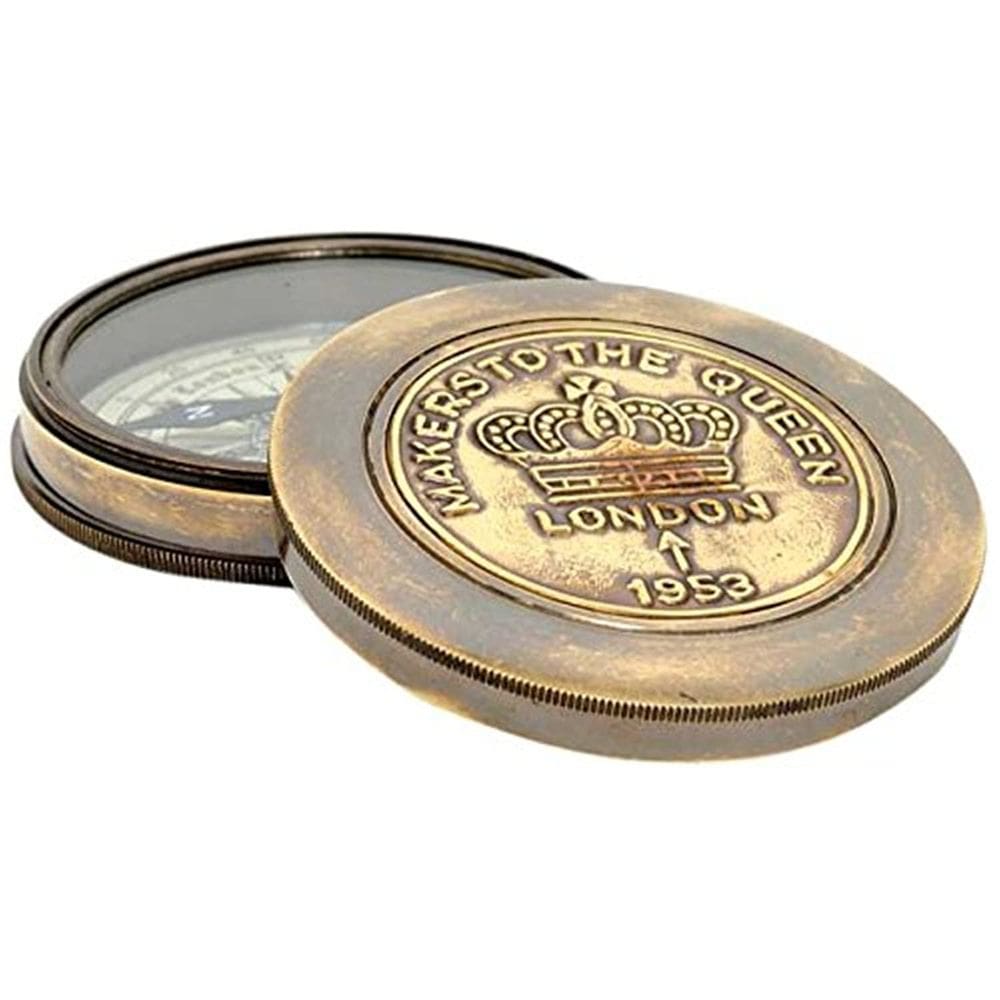 Bússola de navegação: artesanato antigo e moderno 7,6x7,6x2 cm em latão