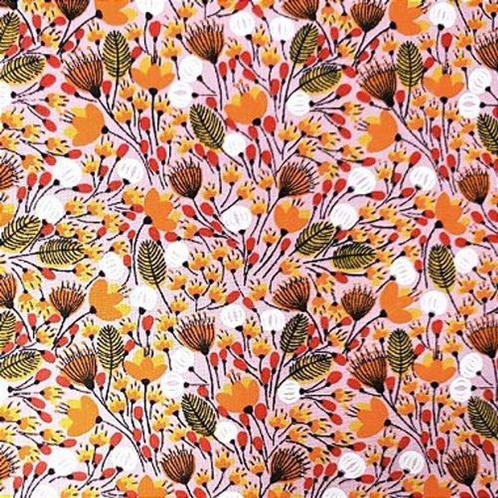 Kit 4 Guardanapos Tecido Algodão Cerrado Laranja 39Cmx39Cm