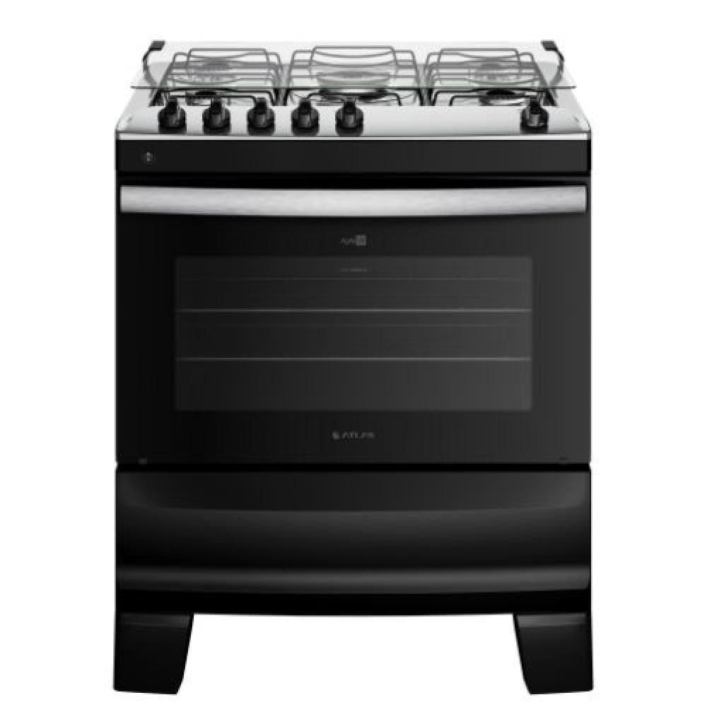 Fogão 5 Bocas Atlas Automático Agile Up Glass Preto Bivolt