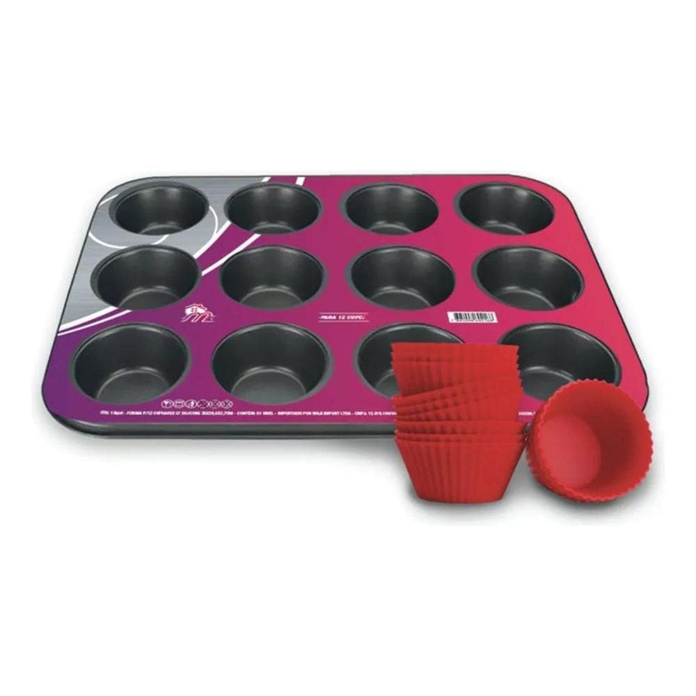 3X Forma Para Cupcakes Em Casa Tem Silicone 12 Compartimento