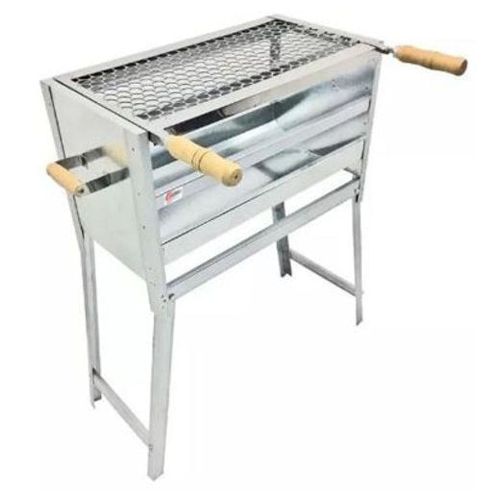 Churrasqueira Movel Portatil 55X28 Galvanizada Grelha Inox