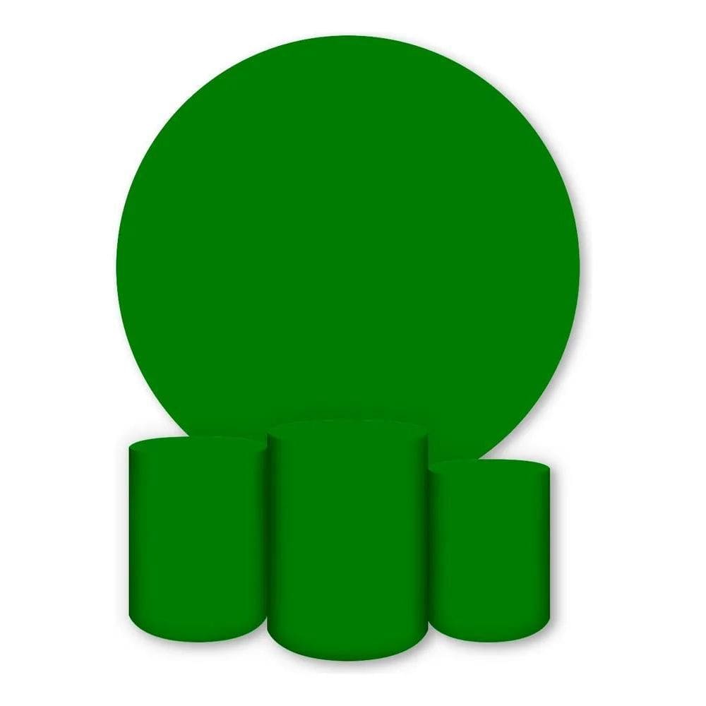 Painel Redondo E Capas De Cilindro Sublimado Verde