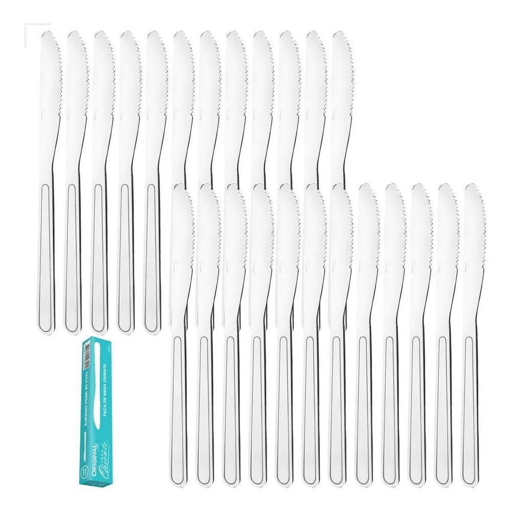 10X Jogo Aço Inox 24 Facas Churrasco Buffet Restaurante Ori