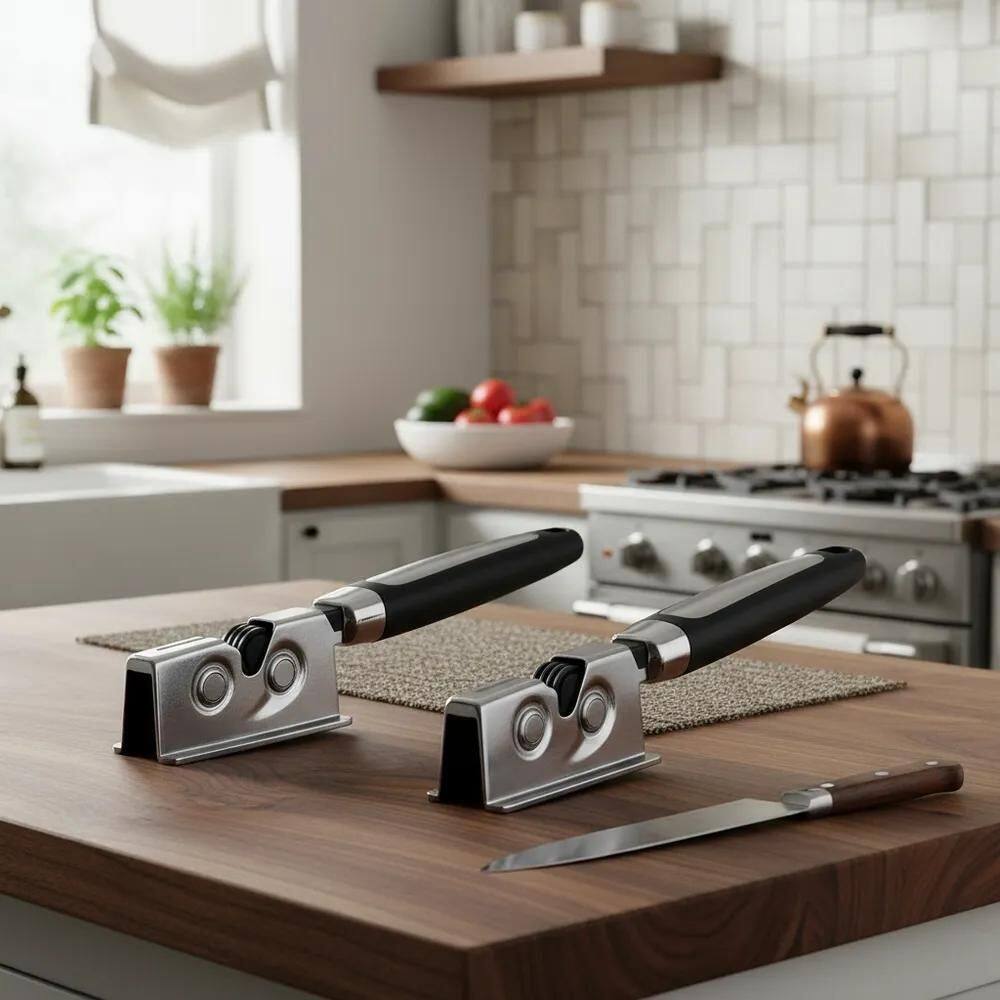 Kit 2 Afiador Amolador De Faca Tesoura Aço Inox