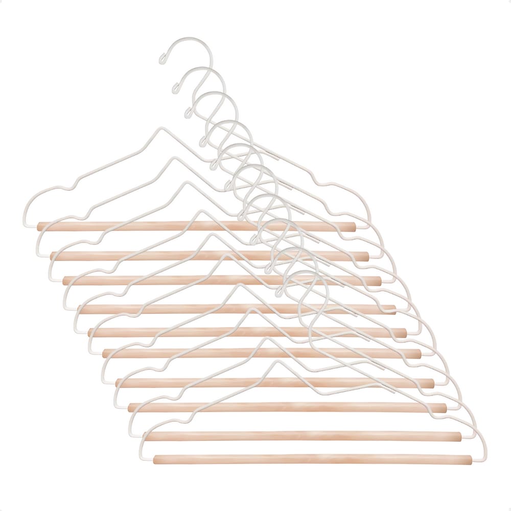 Kit 20 Cabide Ferreiro com Barra em Madeira para Organização de Roupas