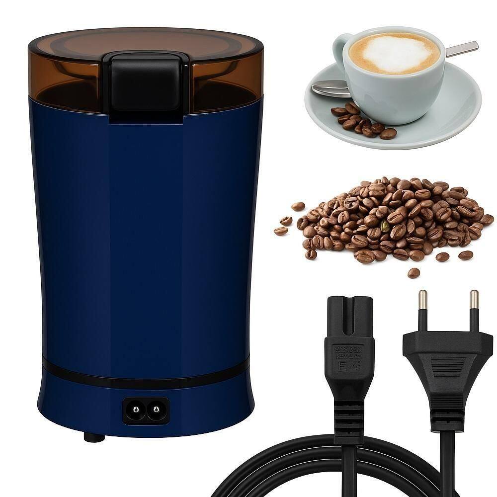 Moedor Triturador Domestico Portatil Alimentos Secos Lamina Inox Cafe Especiarias Luxo 110v Azul