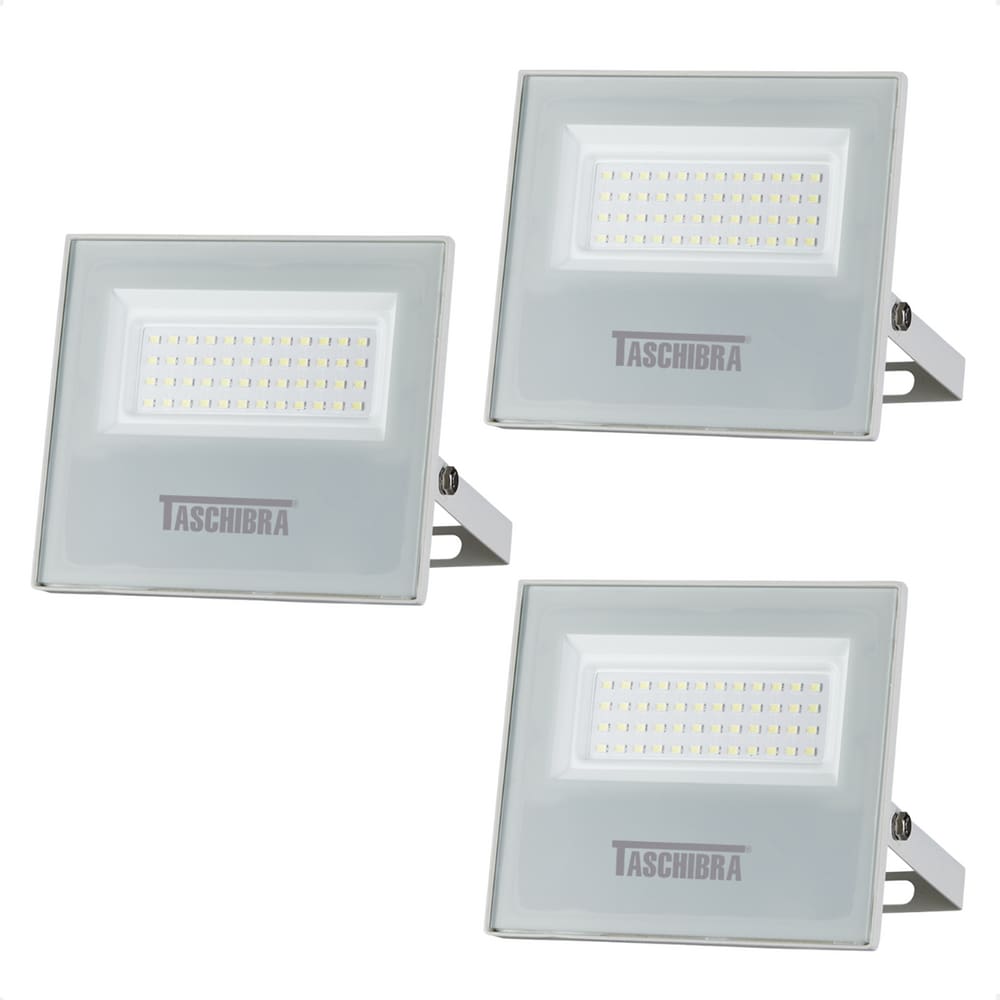 3 Refletores Taschibra Led Tr Slim 20w Luz Verde Branco Autovolt