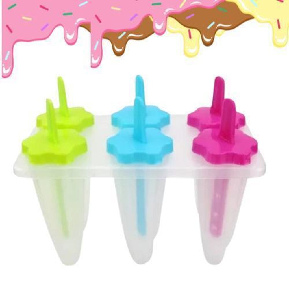 Forma Sorvete Picolé Cone 6 Cavidades Com Palito Colorido