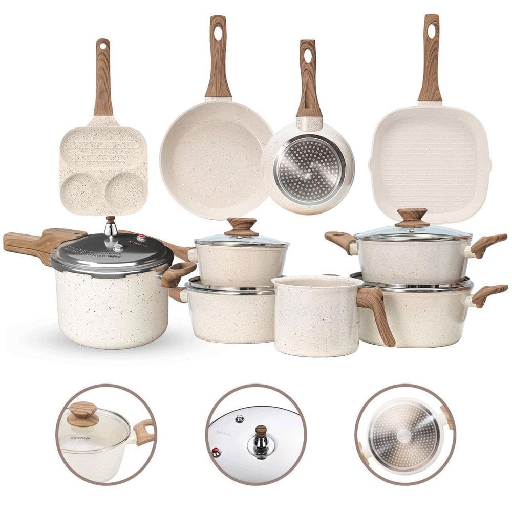 Jogo Panelas 10 Pç Premium 4Mm Indução Cerâmico - Vanilla