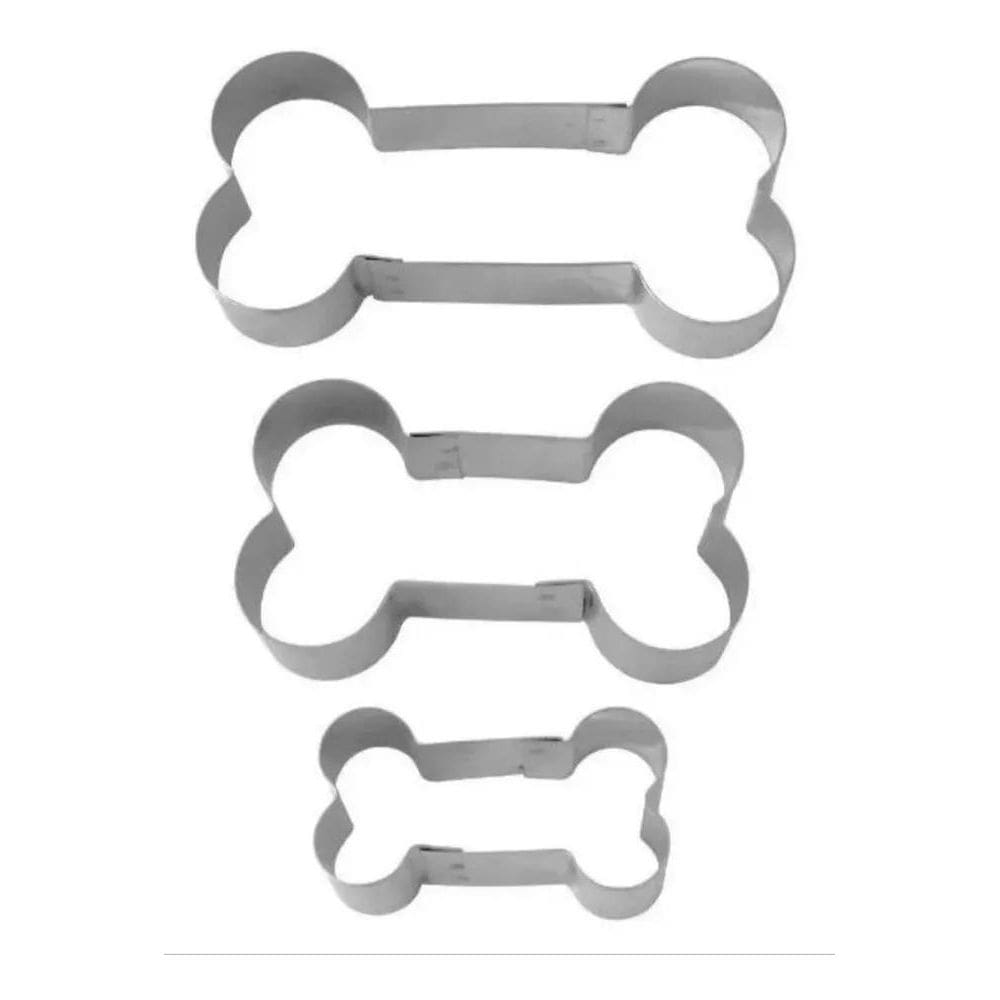 3X Cortador Modelo Osso 3 Peças Inox - Para Pasta, Biscoito