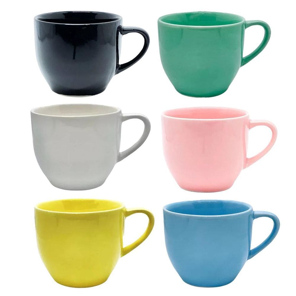 Kit 6 Xicaras Ceramica De Cha Coloridas 170Ml