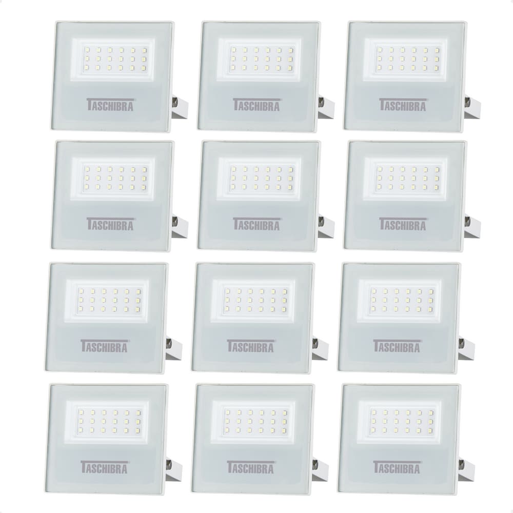 12 Refletores Taschibra Led Tr Slim 20w Luz Verde Branco Autovolt