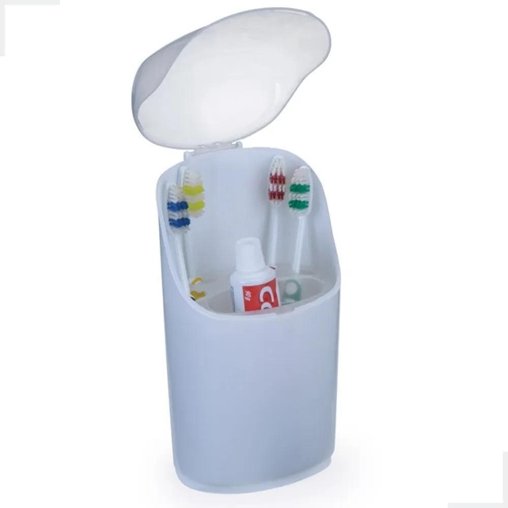 3X Porta Escovas De Dente E Pasta Arthi 1535 Com Tampa Branc