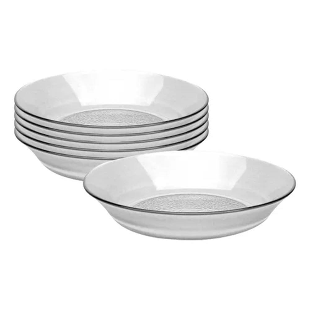 Jogo 6 Pratos Fundo Vidro Transparente Acquamarine 19,6Cm