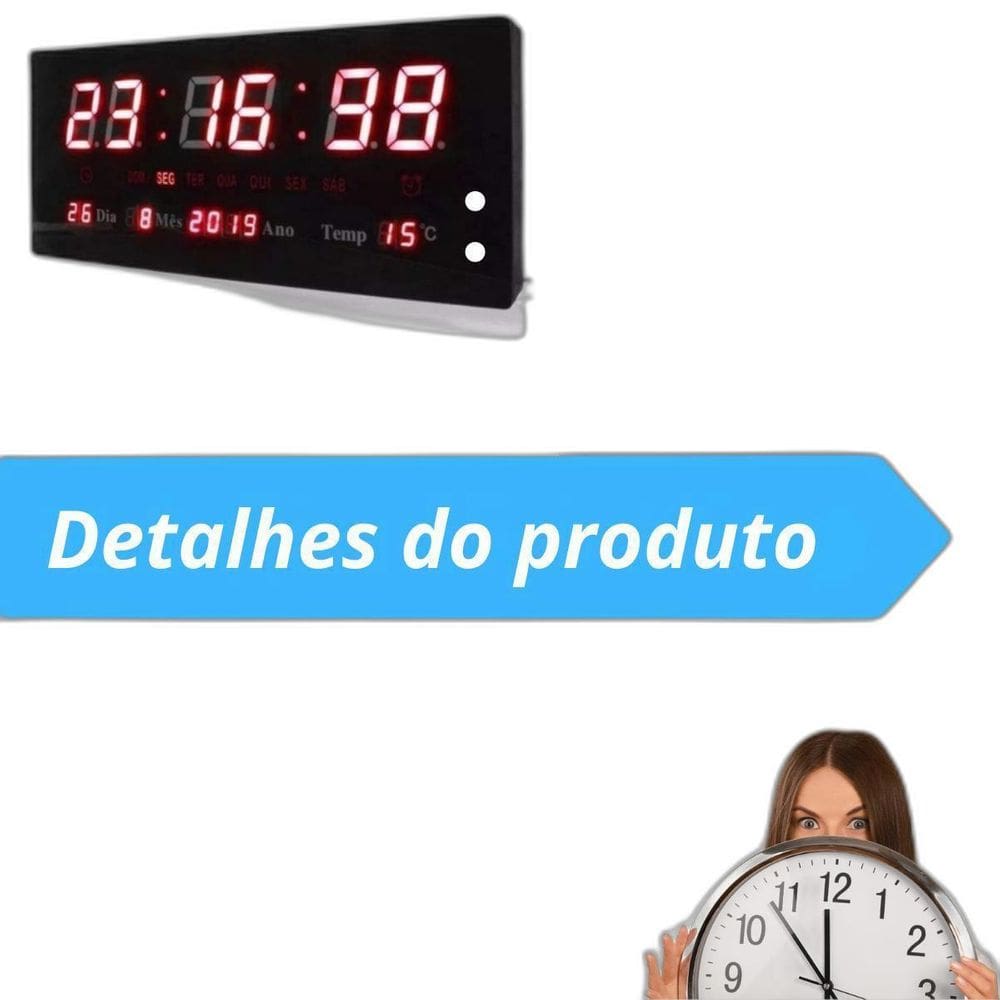 Relógio Digital Led Grande Cozinha Ginásio